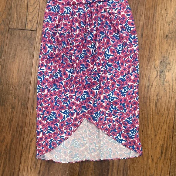 Chelsea28 Pink Floral Midi Dress with Blue Highlights - Picture 3 of 4